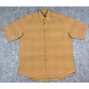Canali Mens Shirt Size 4116 Short Sleeve Seersucker Plaid Cotton Made In Italy